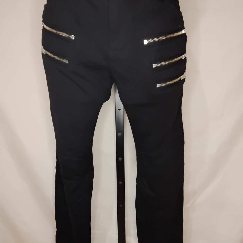 ABS Allen Schwartz Black Leggings with Metallic Zipper Details